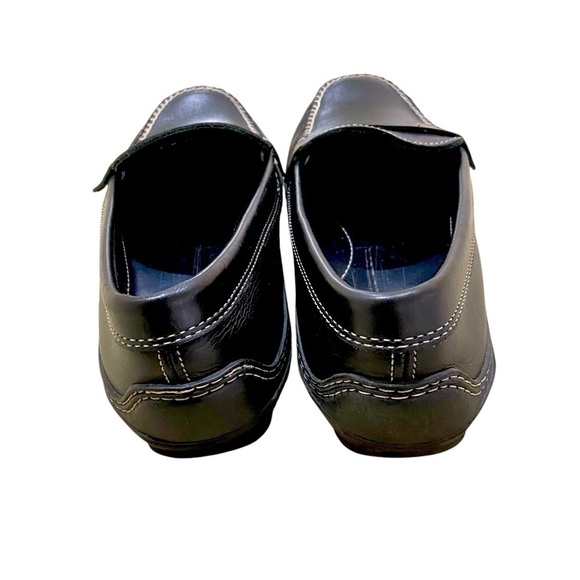 Men’s MSM handmade premium black leather slip on penny loafers overstitched sz 9 main image 5